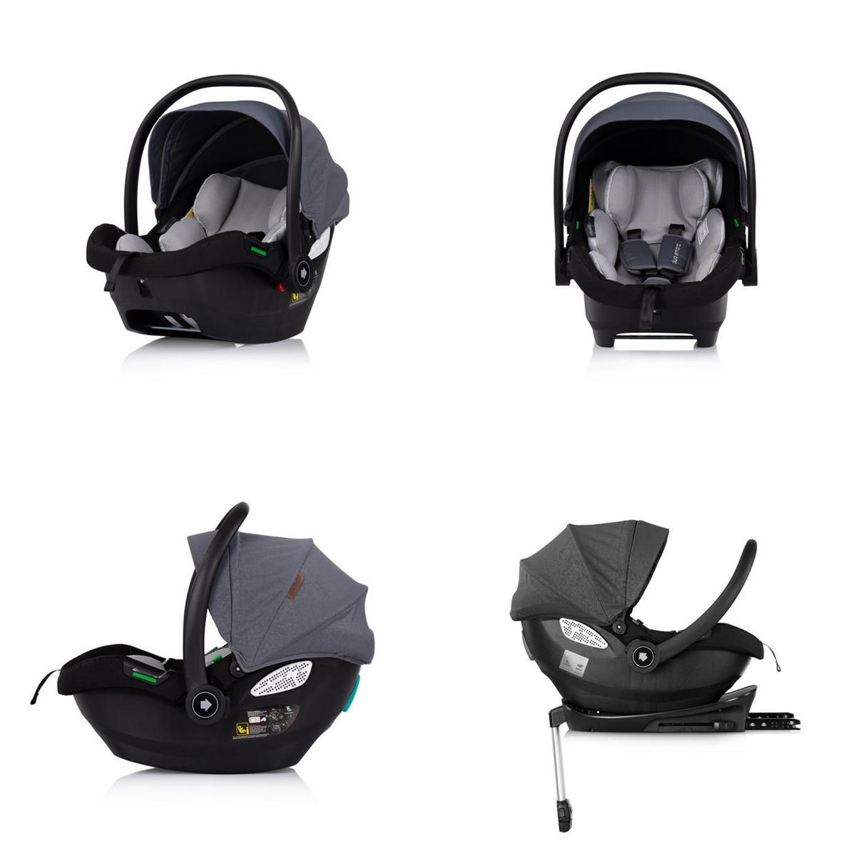 BABYSCHALE i-Size Duo Smart grau dunkelgrau Gruppe 0+, Kissen, verstellbare Kopfstütze - Silberfarben, Kunststoff (40/58/66cm) - Chipolino