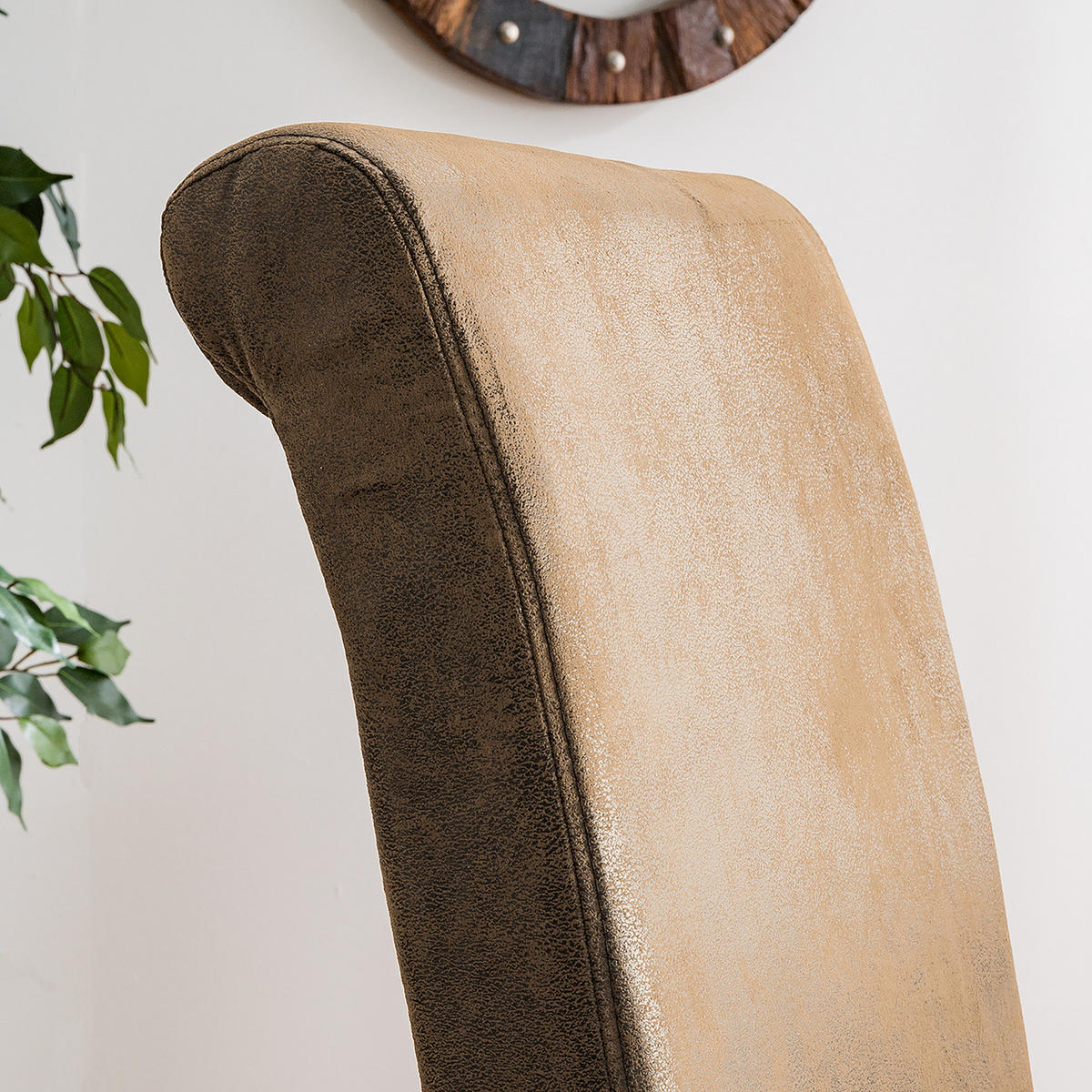 POLSTERSTUHL - Braun - Microfaser - Eiche - 47 x 108 x 64 cm - Braun, Holz/Textil (47/108/64cm) - home24