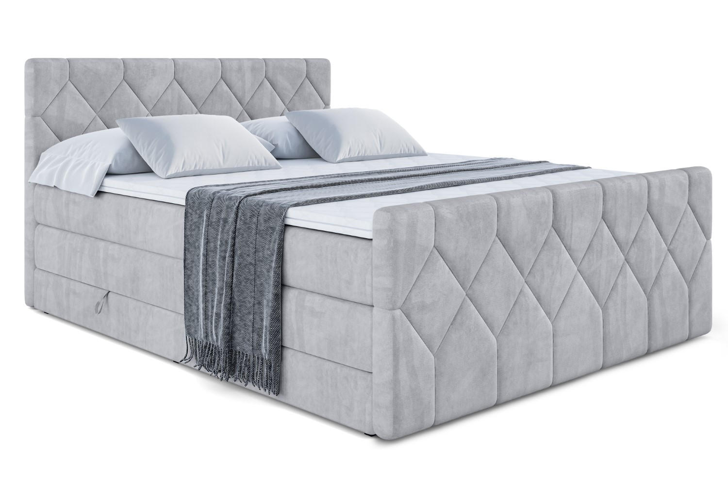 BOXSPRINGBETT CATOR-Z KING - 120x200 - H3/H4 - Hellgrau - Hellgrau, Holzwerkstoff (120/200cm) - ALTDECOR
