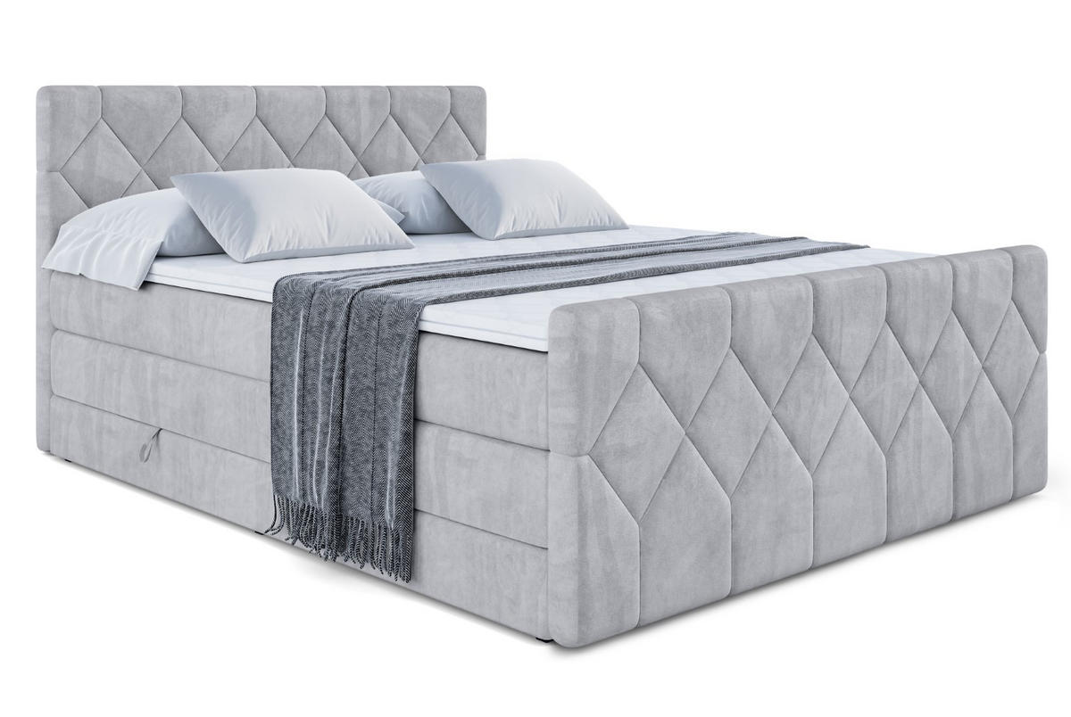 BOXSPRINGBETT CATOR-Z KING - 160x200 - H3/H4 - Hellgrau - Hellgrau, Holzwerkstoff (160/200cm) - ALTDECOR