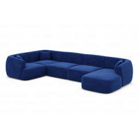 WOHNLANDSCHAFT Azura Dunkelblau Samtstoff - Dunkelblau, Kunststoff (325/78/177cm)
