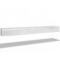 LOWBOARD Lia, hängendes Tv-Board, Moderner Fernsehschrank 330 cm lang Fernsehtisch 2er Set, Weiß matt/Weiß Hochglanz (38,5 x 330 x 30 cm) - Weiß Hochglanz, Holzwerkstoff (330/30/38.5cm) - InnoFurn