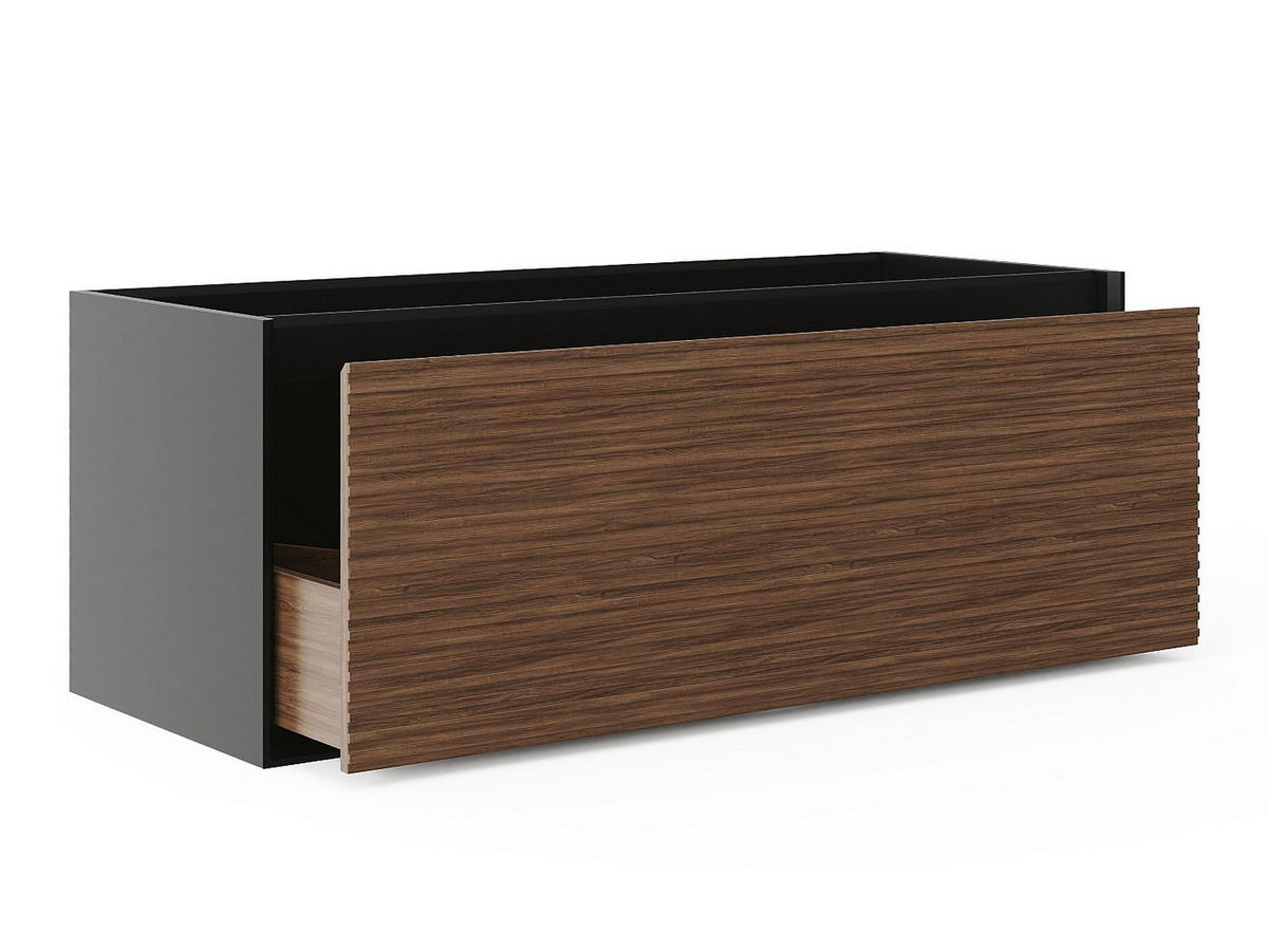 WASCHBECKENUNTERSCHRANK hängend - Streifenoptik - Holzfarben dunkel & Schwarz - 120 cm - BANIVA - Schwarz, Holz (120/45/45.8cm) - Vente-Unique