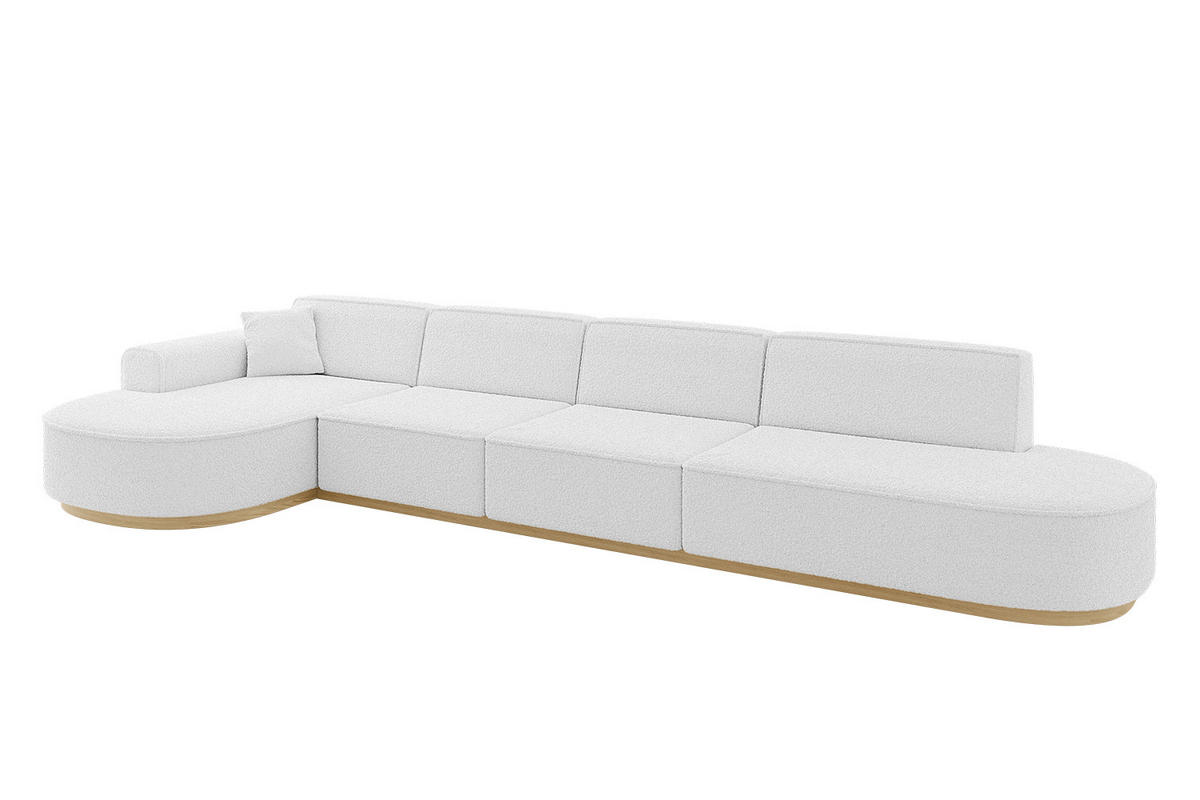 ECKSOFA Ottomane Links MARI-L3-v2 - 413x171x83 cm Weiß Bouclé - Weiß, Holzwerkstoff/Textil (413/171cm) - ALTDECOR