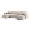WOHNLANDSCHAFT TESSUN Creme Plüsch-Stoff mit Schlaffunktion - Creme, Holz (286/85/143cm) - MASSENO