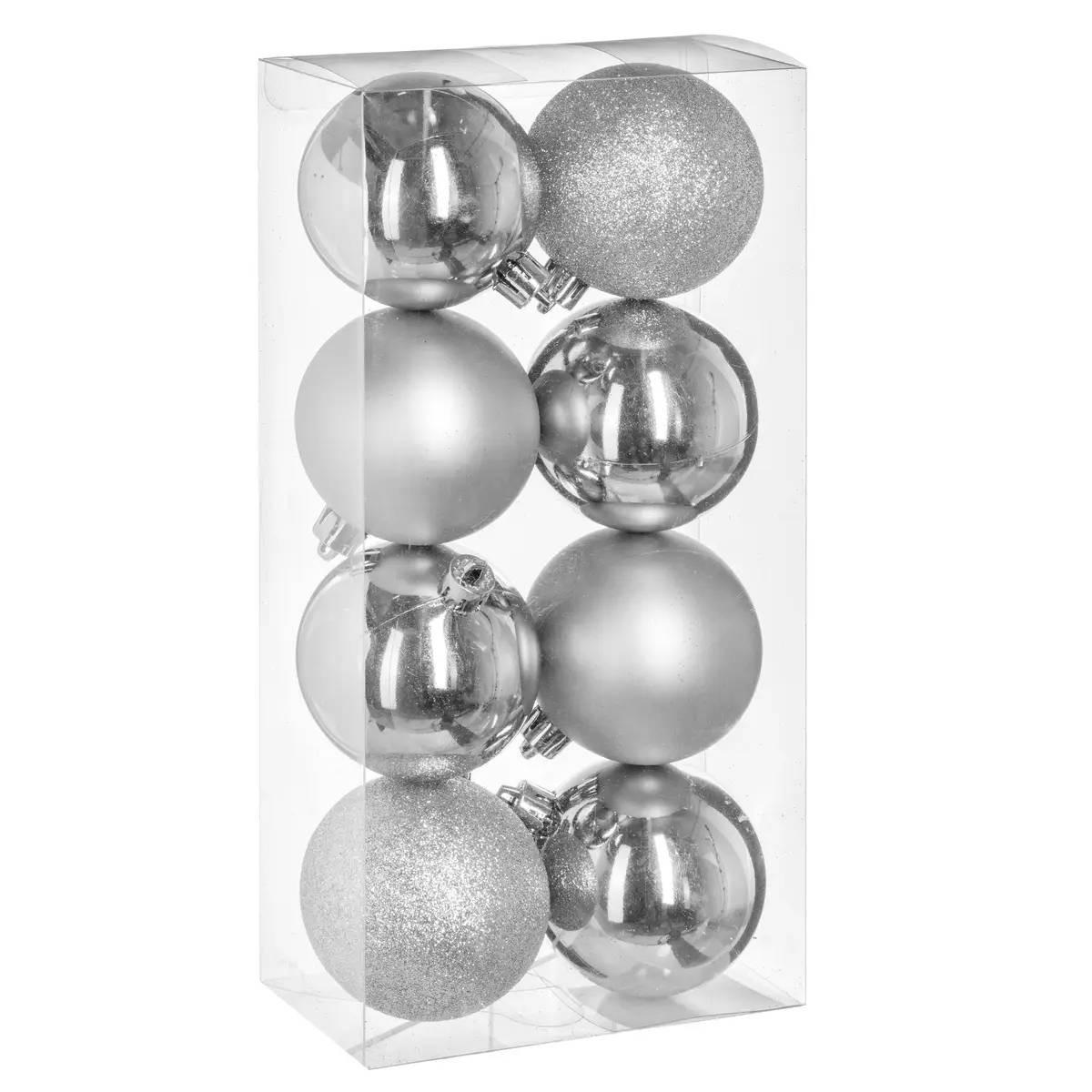 WEIHNACHTSKUGELN 8er-Set Ø 7 cm - Silberfarben, Kunststoff (7/8.2/7cm) - Atmosphera Createur d´interieur