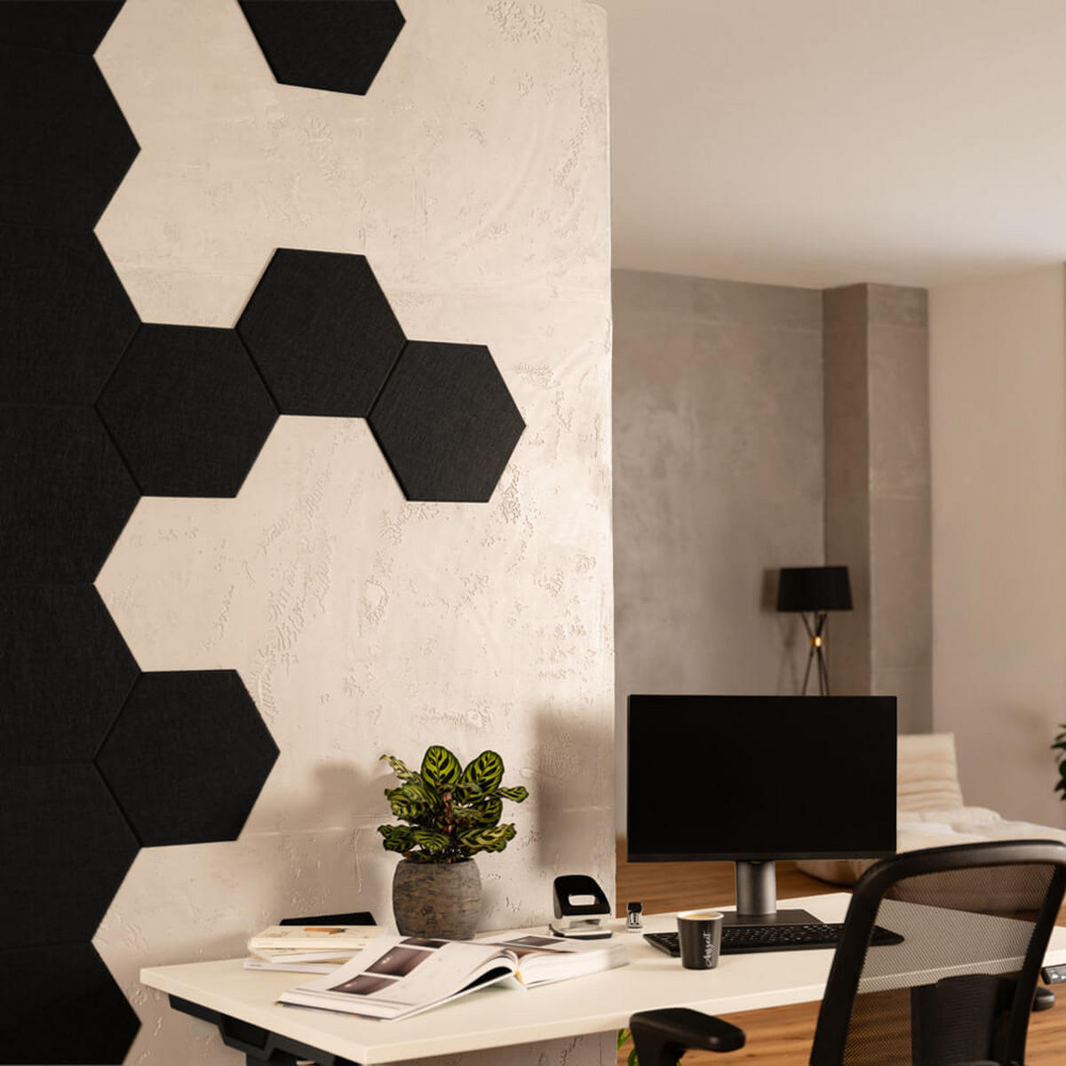 AKUSTIKPLATTEN HEXAGON SILENT - Schwarz, 5 - Schwarz, Kunststoff (35/30.3/1cm) - Home Deluxe