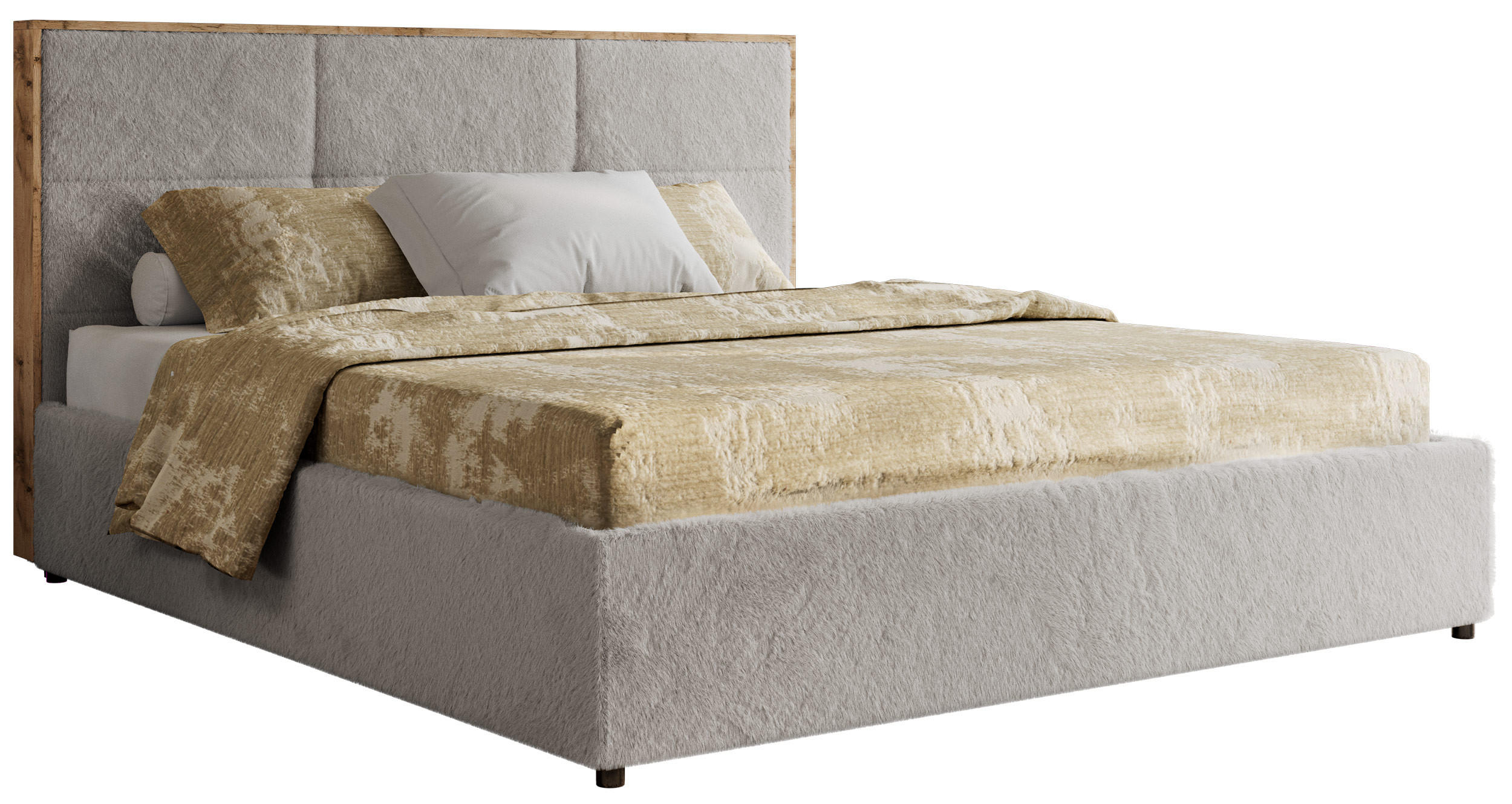 POLSTERBETT LERIO CLASSIC 180/200 - Hellgrau Plüsch - Pocket-Matratze - Hellgrau, Textil (180/200cm) - MKS