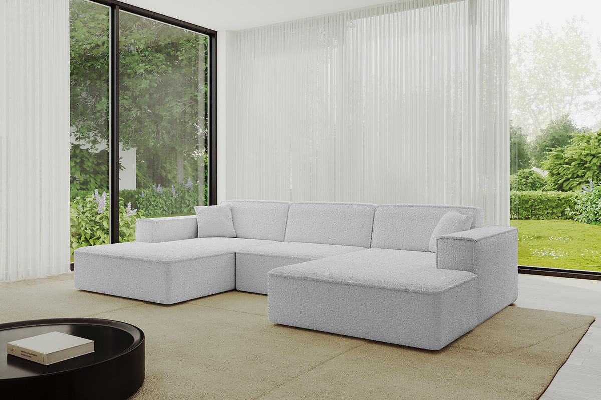 WOHNLANDSCHAFT IREA-U1-v4 - 303x171x79 cm Hellgrau - Hellgrau, Holzwerkstoff/Textil (303/79/171cm) - ALTDECOR