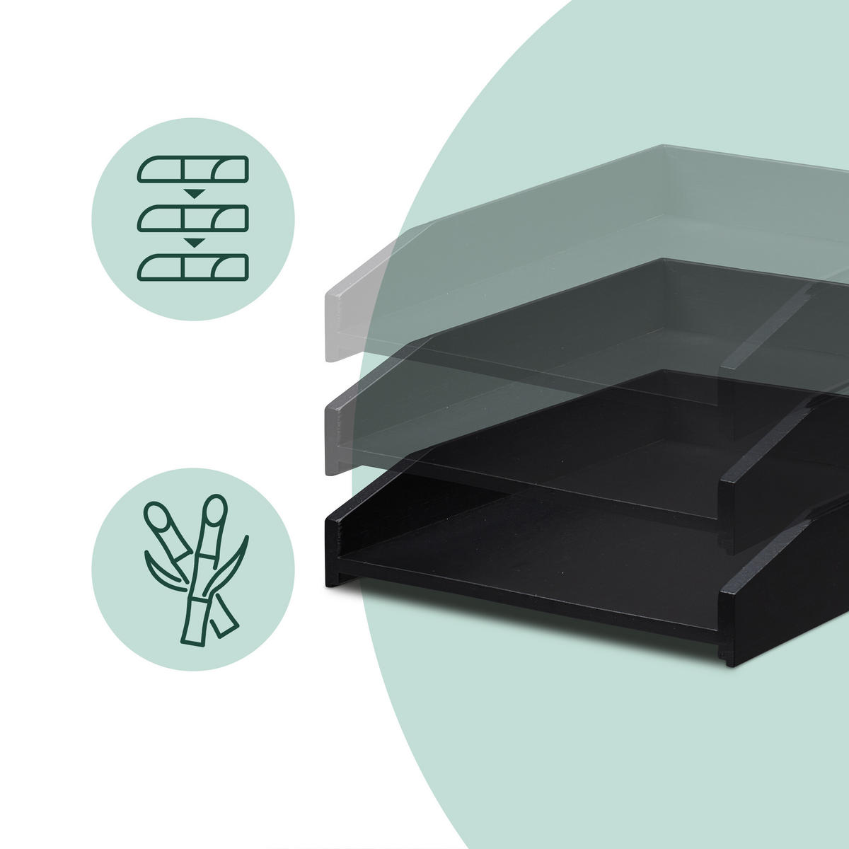 ZÁSOBNÍK na písma - čierna, drevo (25/6/33cm) - Relaxdays