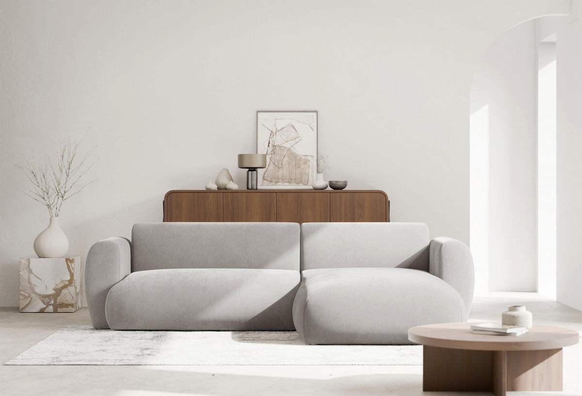 ECKSOFA Emia Hellgrau rechts - Hellgrau/Schwarz, Kunststoff/Textil (156/262cm) - Selsey