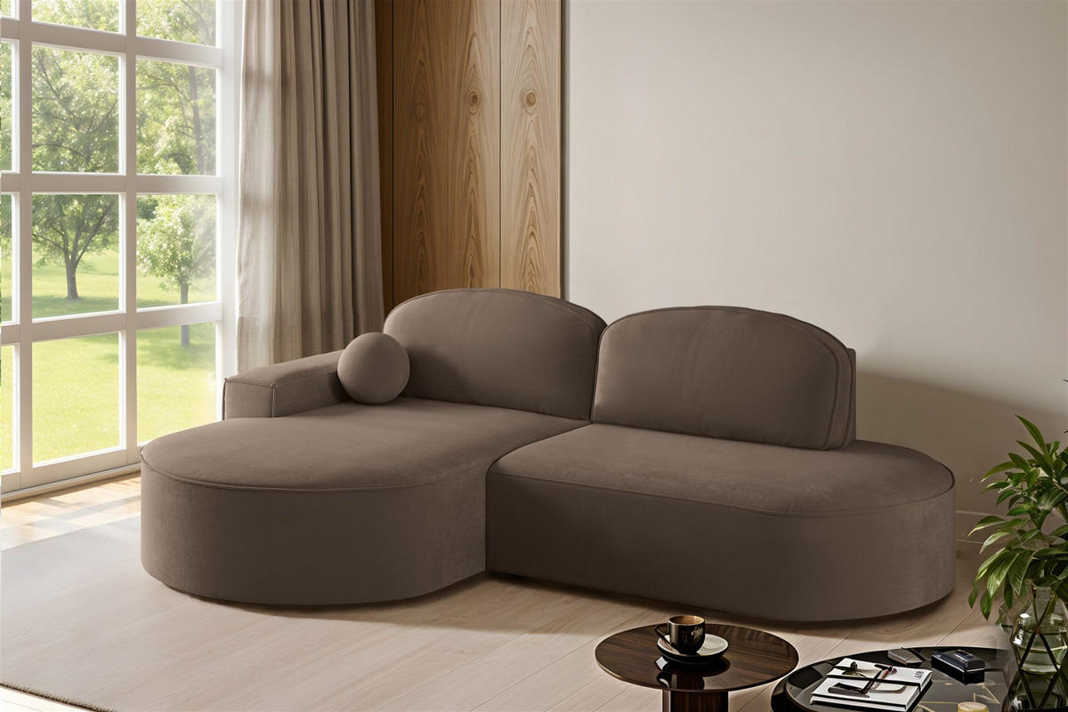 ECKSOFA Girona Mit Schlaffunktion - Braun, Holzwerkstoff/Textil (278/179cm) - Fun Möbel
