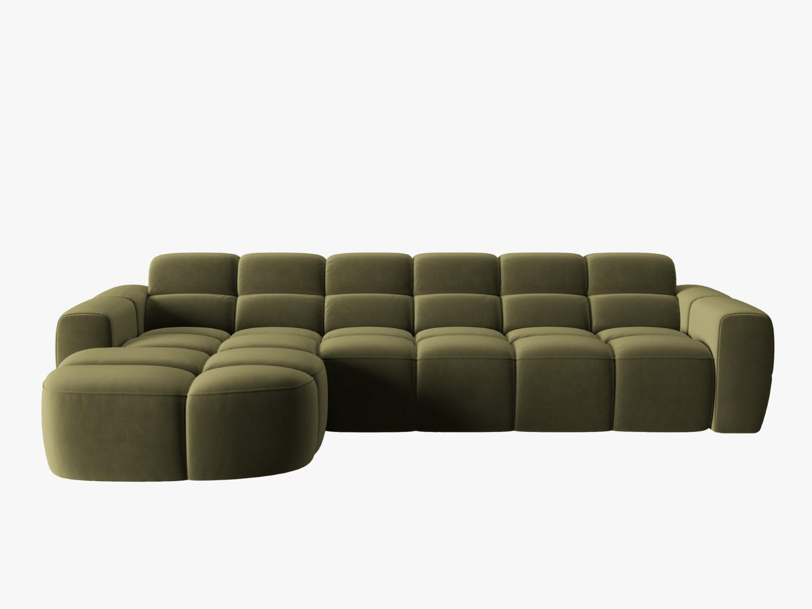 ECKSOFA links Lisa aus Samt hellgrün 4 Sitzplätze - Hellgrün, Textil (170/310cm) - Micadoni