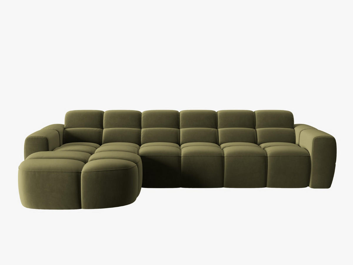 ECKSOFA links Lisa aus Samt hellgrün 4 Sitzplätze - Hellgrün, Textil (170/310cm) - Micadoni