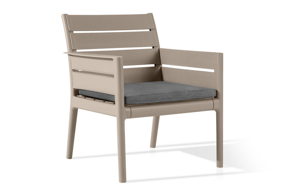 GARTENMÖBEL-SET MITTU 3-tlg, Beige/Braun - Beige/Braun, Kunststoff - KONSIMO®