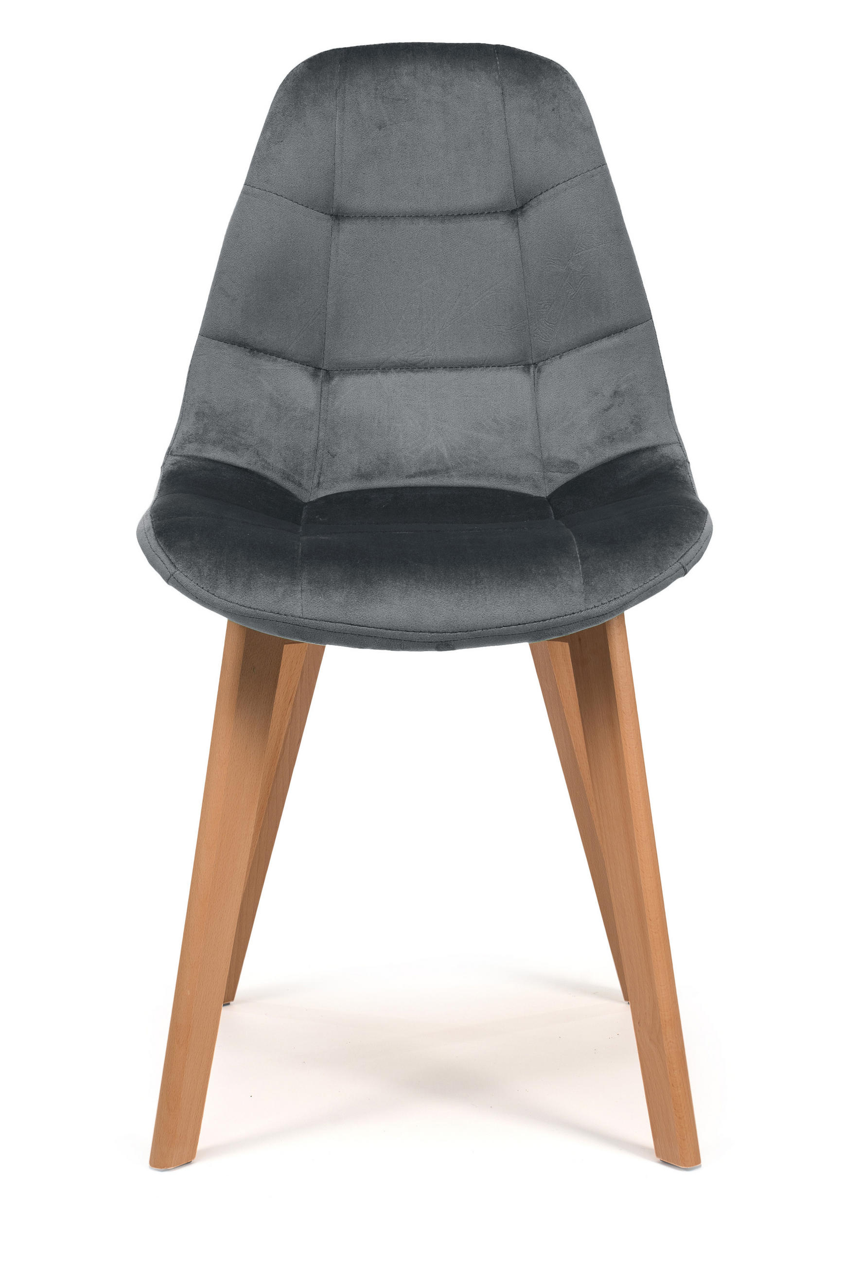 STUHL VEGAS im skandinavischen Stil - grau - Samt Velours - Naturfarben/Grau, Holz/Kunststoff (47/86/42cm) - NEW HOME