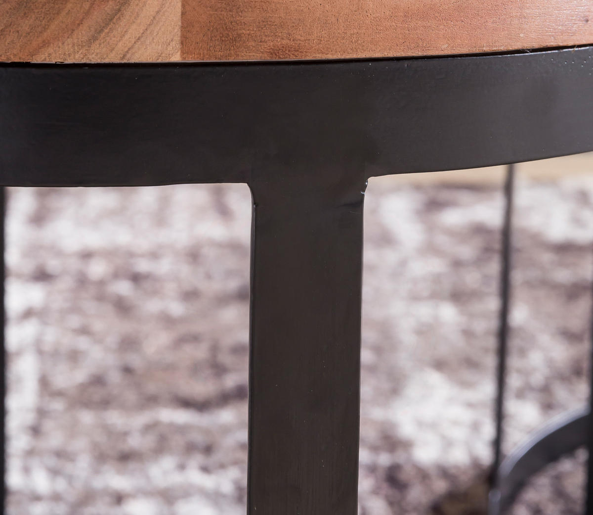 BEISTELLTISCH 2er Set Massivholz Metallgestell Rund Natur INDI, Beige 53x53x45 cm - Beige/Schwarz, Holz/Metall (53/53/45cm) - KADIMA DESIGN