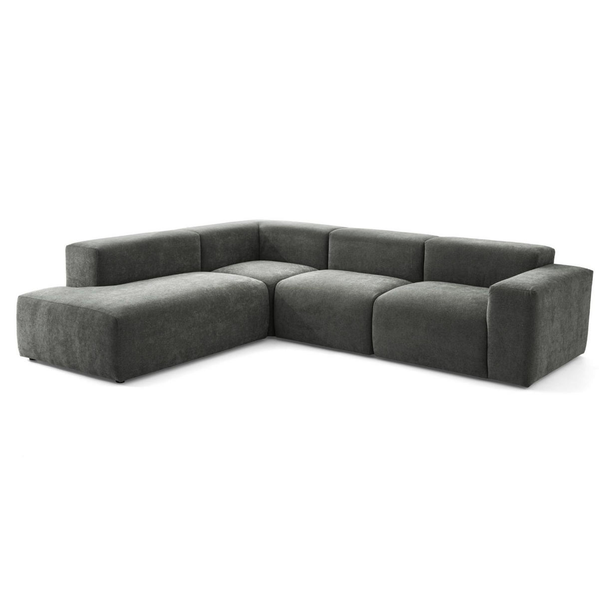 4-SITZER modulares Ecksofa HEAVEN SET 2 Links, Breite 300 cm Webstoff Dunkelgrau - Dunkelgrau/Schwarz, Holz/Kunststoff (300/245cm) - Muffo