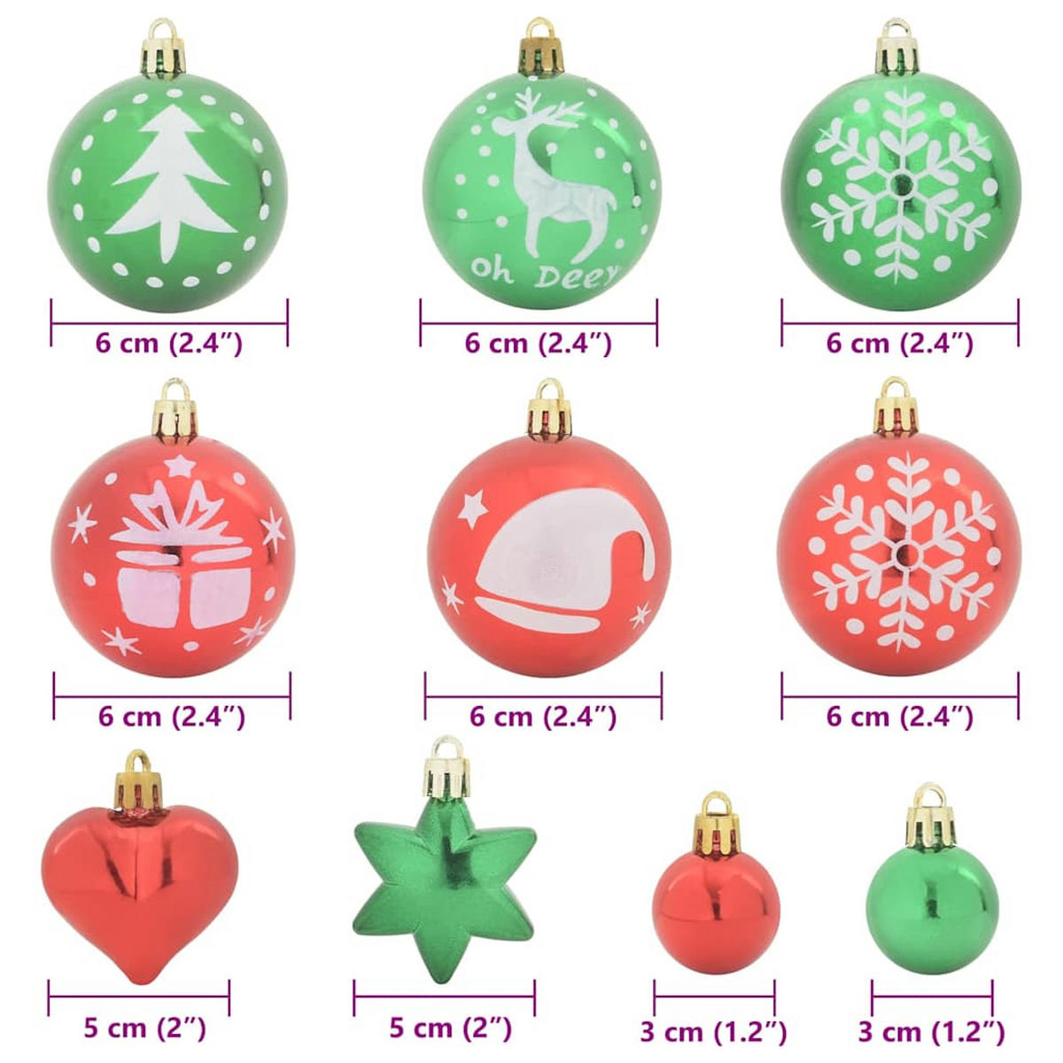 WEIHNACHTSKUGEL-SET 40 -teilig 6/6/6 cm Rot Kunststoff - Rot, Kunststoff (6/6/6cm) - vidaXL