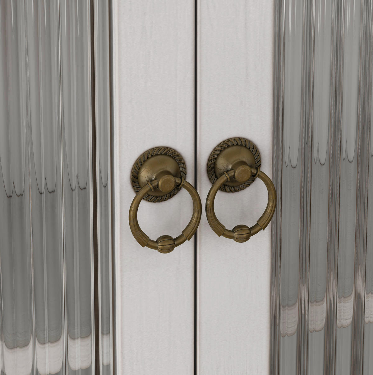 KÜCHENOBERSCHRANK 60/18/63 cm mit Glasfront und 2 Türen in Weiß gewischt - Weiß, Holz (63/60/18cm) - BEAOK