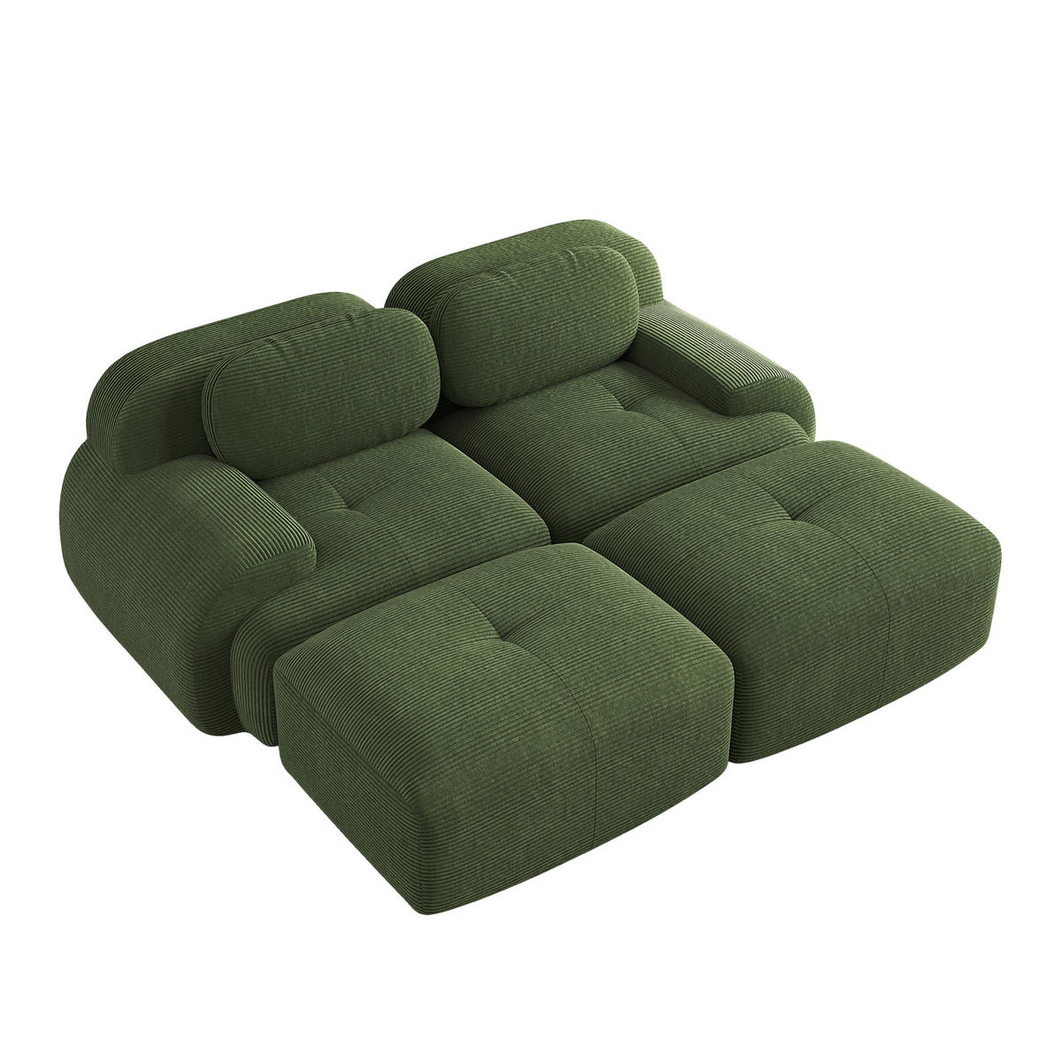 SOFA modulares Ecksofa aus Cordstoff Grün - Grün, Kunststoff (178/75/208.1cm) - Meubliv