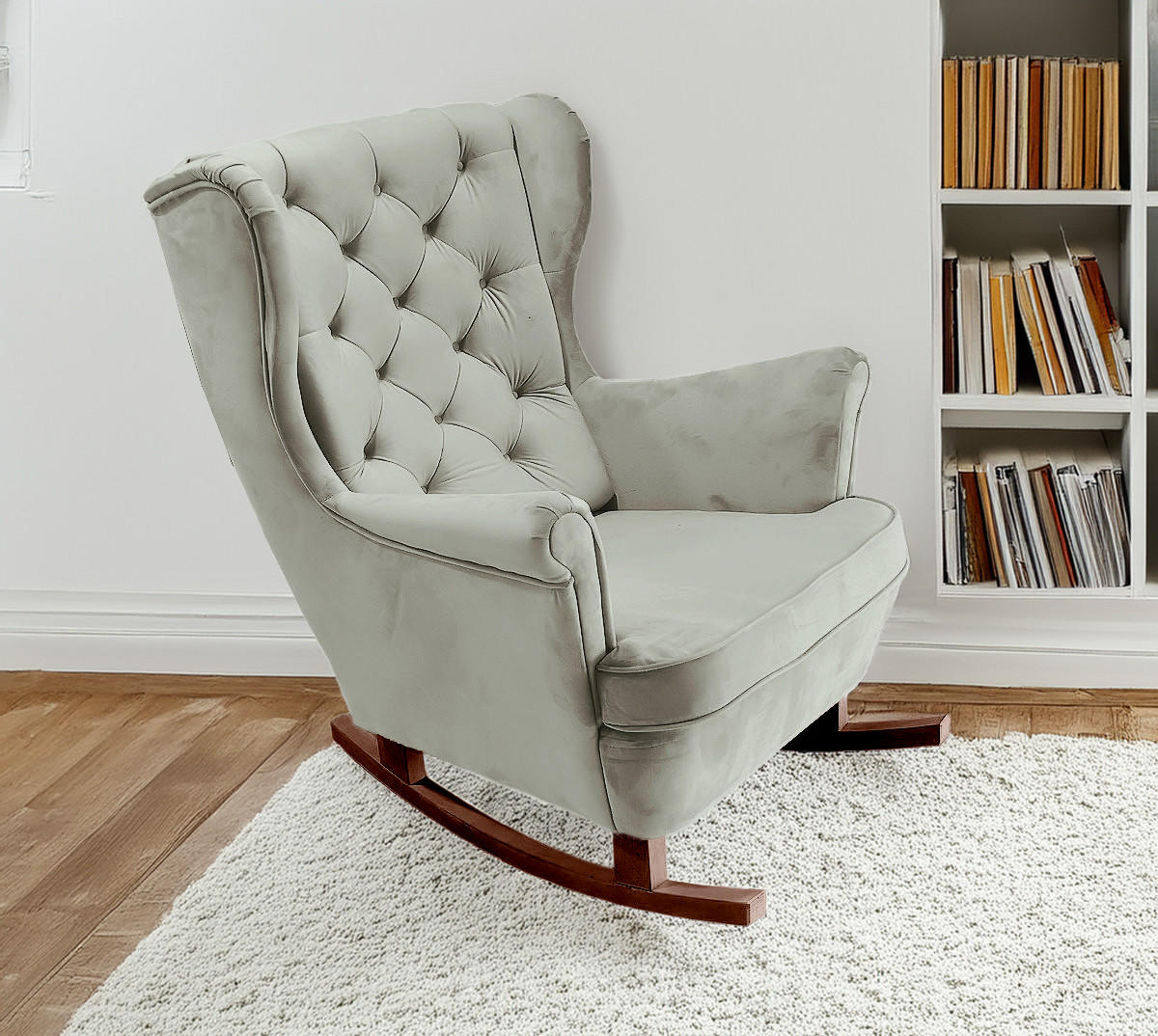 SCHAUKELSESSEL mit gepolstertem Sitz und Armlehnen, 102x81x95 cm, Asche_29856 - Braun/Silbereichenfarben, Holz/Textil (81/102/95cm) - DomoHome