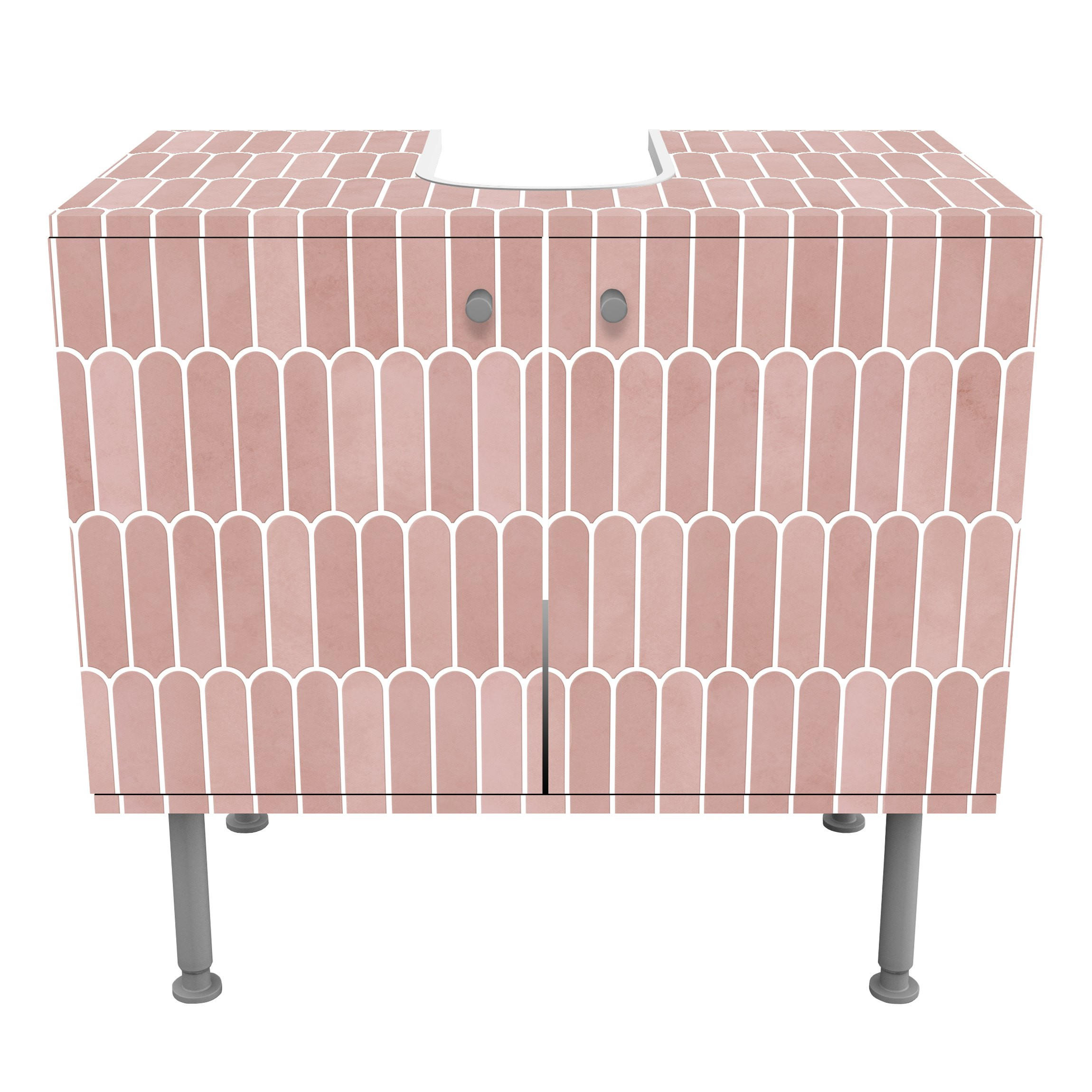 WASCHBECKENUNTERSCHRANK Fischschuppen Fliesen Rosa 60/55/35 cm - Rosa, Holzwerkstoff (60/55/35cm) - Bilderwelten