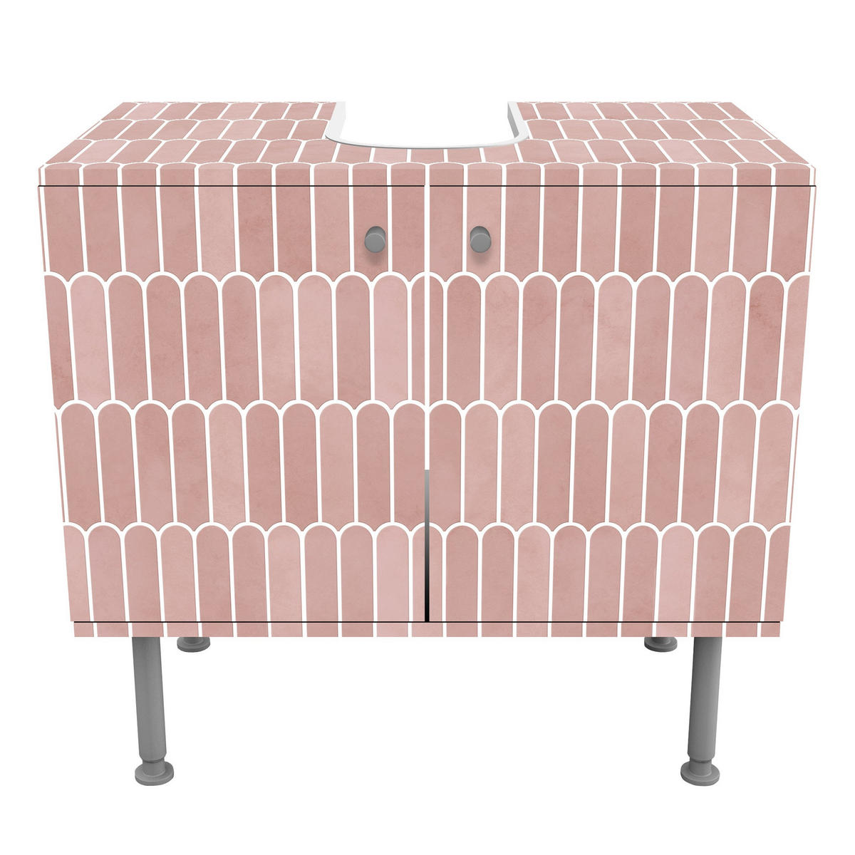 WASCHBECKENUNTERSCHRANK Fischschuppen Fliesen Rosa 60/55/35 cm - Rosa, Holzwerkstoff (60/55/35cm) - Bilderwelten