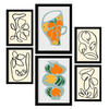 POSTER Set Mit 6 Deformierte Vase, abstraktes Blumenmuster Größe A3 & A4 Schwarzer Rahmen - Schwarz, Papier (29.7/1cm) - Nacnic