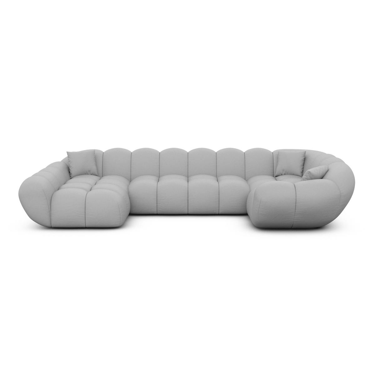 WOHNLANDSCHAFT Liva Hellgrau Kunstleder U-Form XL Links - Hellgrau, Kunststoff (323/70/193cm) - VAROYAL
