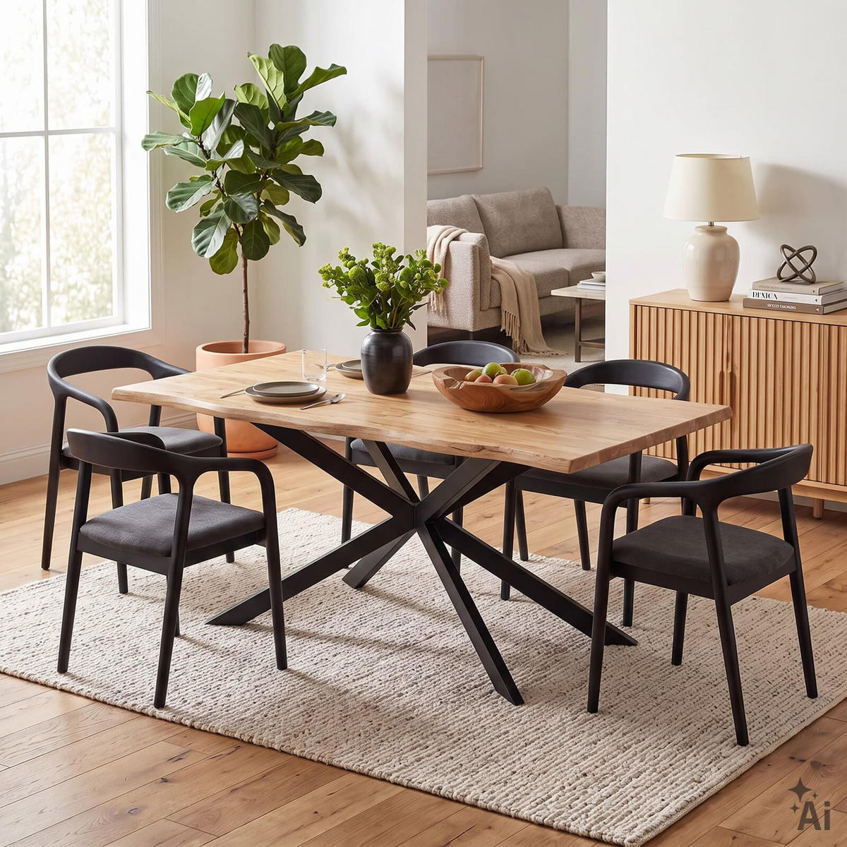ESSTISCH NARVIK natur - Naturfarben, Metall (89/180/75cm) - IDIMEX