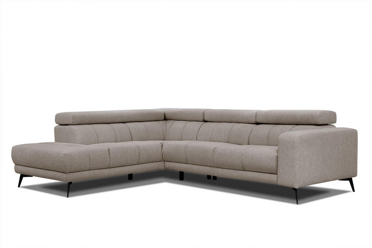 ECKSOFA MORELLO 5-Sitzer, taupe - Taupe/Schwarz, Holzwerkstoff/Textil (158/269cm) - Courtois Laville