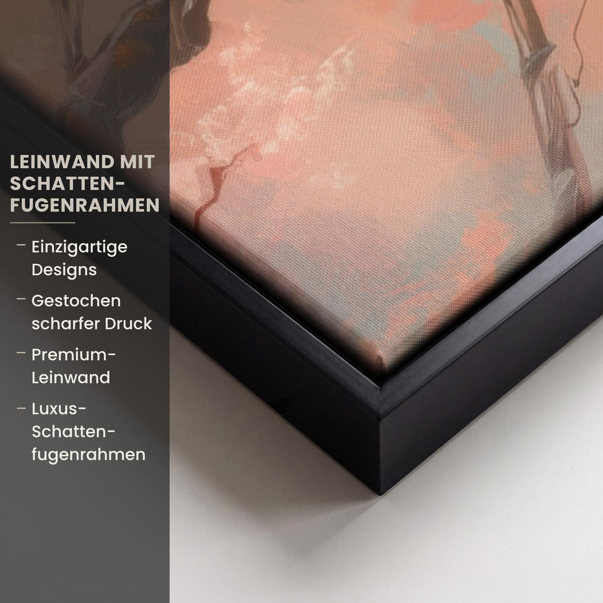 LEINWAND Bilder mit Rahmen - Rotkehlchen - Zierpflanze - Blütenzweig - 50x50 - Hellrosa, Textil (50/50cm) - MuchoWow