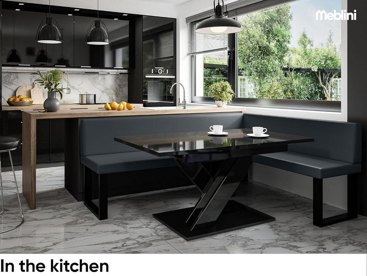 ECKBANK TONI_U - Dunkelgrau, Leder (142/196cm) - Meblini