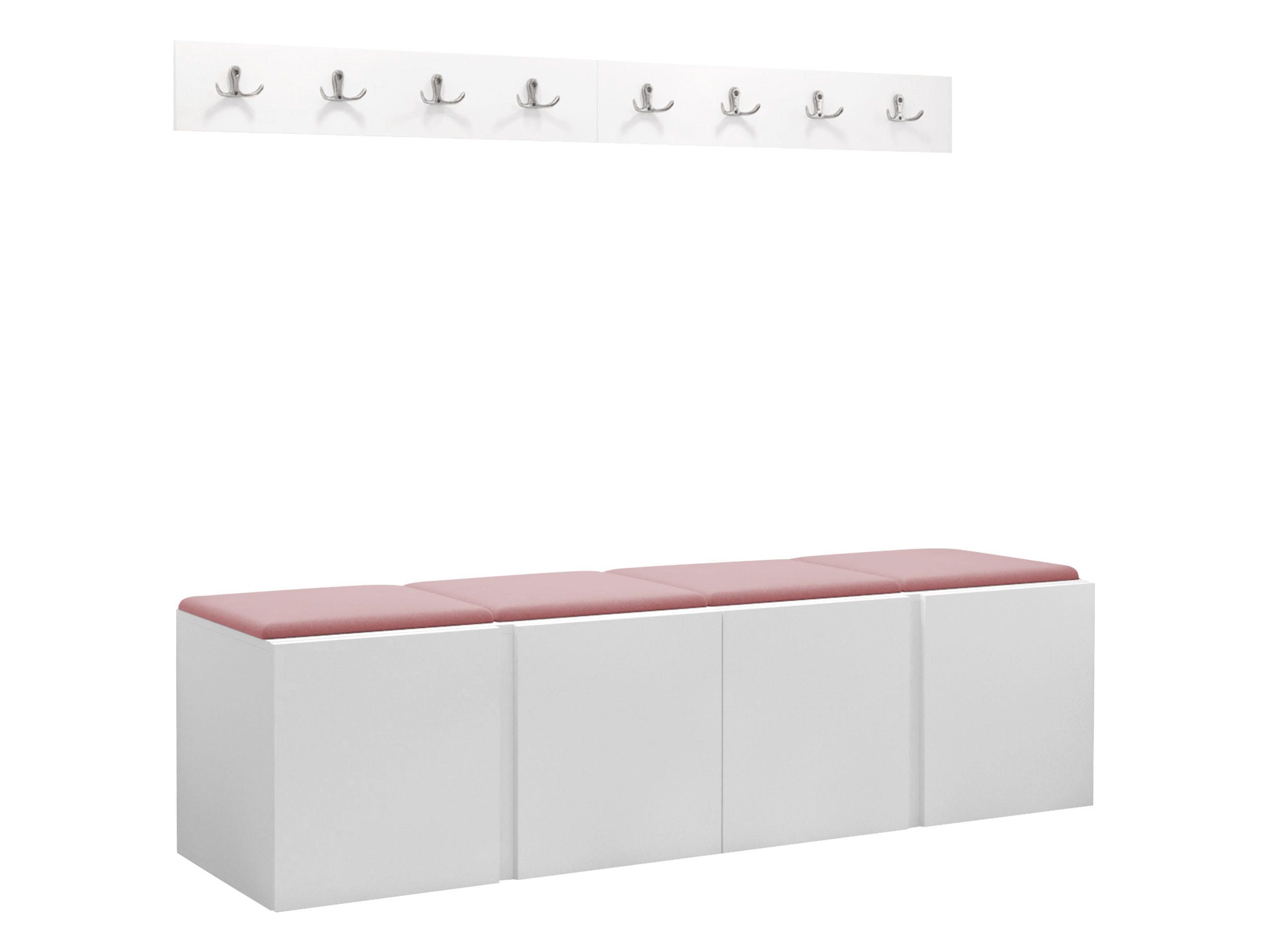 GARDEROBEN-SET Orion VII - Weiß/Rosa, Holzwerkstoff/Kunststoff (168/42/46cm) - MIRJAN24