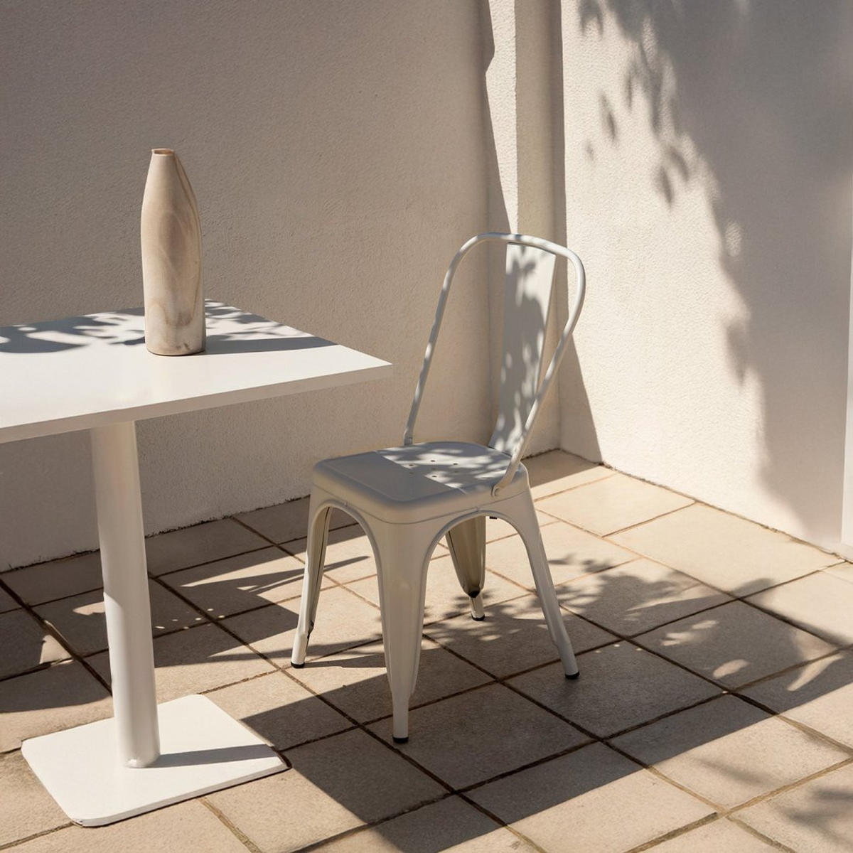 STUHL FÜR DRAUSSEN Hjorts Beige 46 cm x 85 cm - Beige, Metall (46/85/49cm)