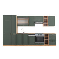 KÜCHENZEILE Fame-Line Grün-Gold Landhaus/Goldkraft Eiche 355 cm AP Eiche - Honigeiche/Grün, Holzwerkstoff (355/81.6/60cm) - Vicco