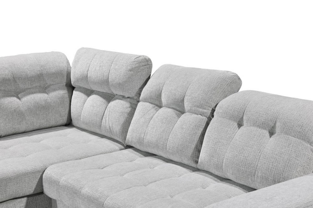 ECKSOFA mit elektronischem Sitzvorschub, Bettkasten und USB-Anschluss - Hellgrau/Schwarz, Textil/Metall (289/220cm) - ed exciting design