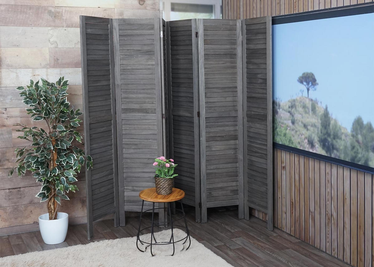 PARAVENT Grau, Braun - Braun/Grau, Holz (240/170/2cm) - MCW