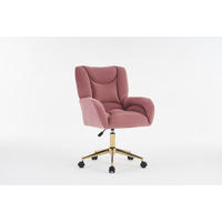 DREHSTUHL Pink, Samt, goldene Beine, höhenverstellbar - Pink, Metall (62/92.5/64cm) - SHOPENTRA