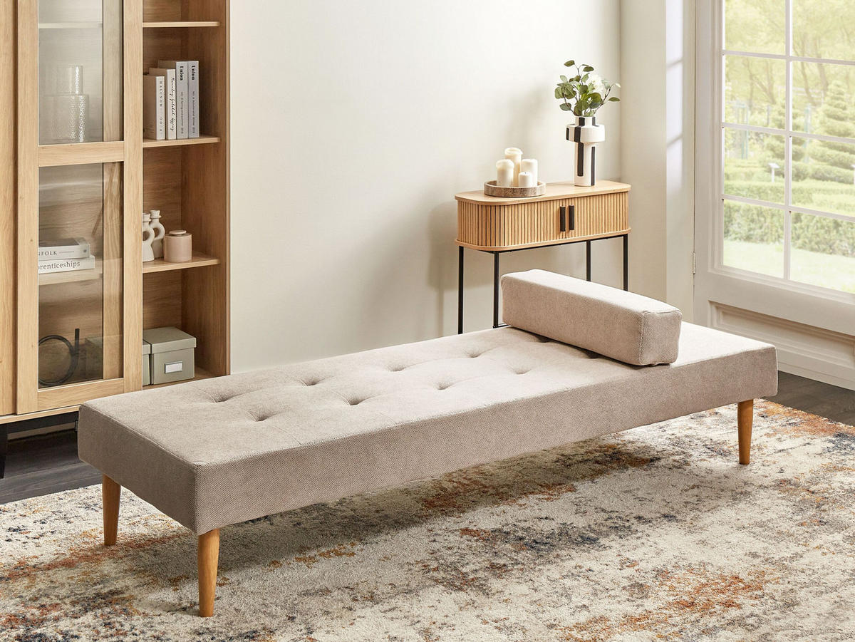 CHAISELONGUE Beige Niort - Beige/Braun, Textil (74/40/200cm) - Beliani