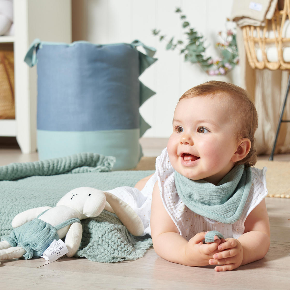 SPIELZEUGKORB Dino 45 cm - Mintgrün, Textil (30/30cm) - nordic coast company