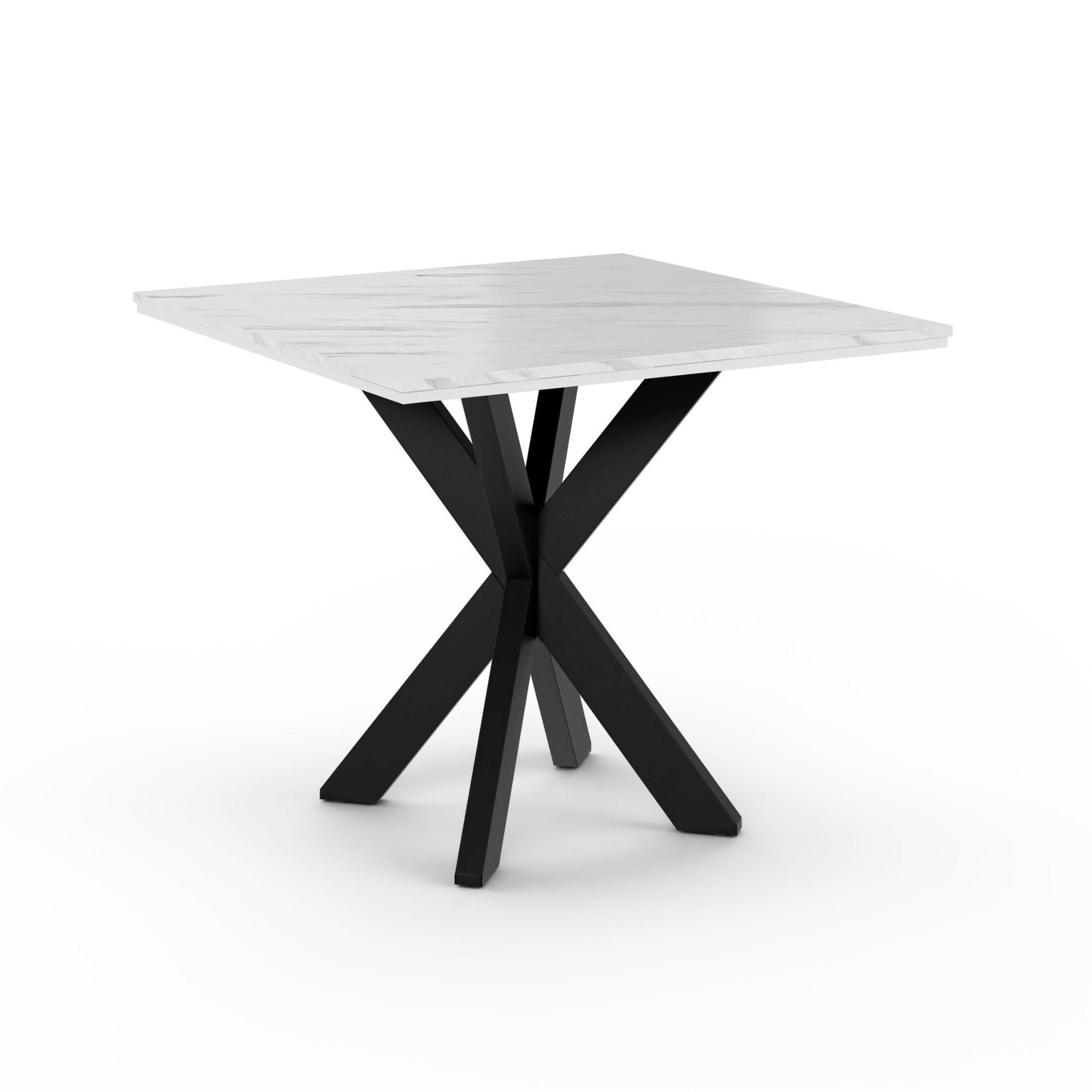 ESSTISCH Weiß Marmoroptik 90x90 cm - Schwarz/Weiß, Holzwerkstoff (90/90/76.5cm) - PROSPERO