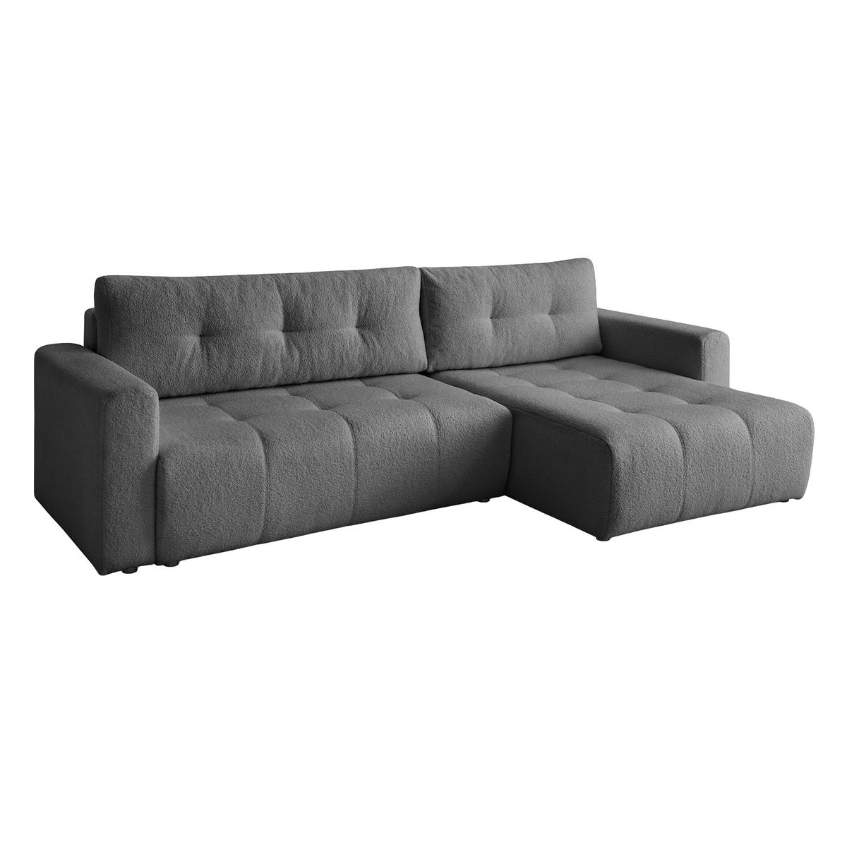 ECKSOFA WALONGO mit Schlaffunktion, Grau - Dunkelgrau, Textil (261/143cm) - Fedve