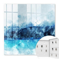 SCHLÜSSELBOX Weiß 30x30 cm – Türöffnung nach rechts - Türkisfarbene Landschaft - Blau, Metall (30/30/5cm) - TULUP