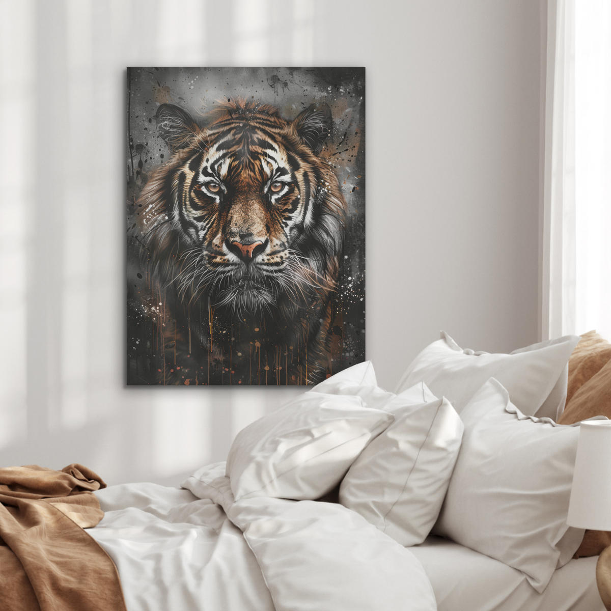 AKUSTIKPANEEL Tiger - Tiere - Porträt - Luxus - Schwarz 60x80 cm - Braun, Textil (60/0.9/80cm) - MuchoWow