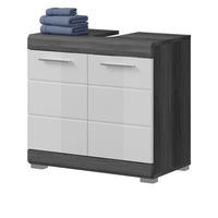 WASCHBECKENUNTERSCHRANK weiß Hochglanz, grau 60 cm - Weiß Hochglanz/Silberfarben, Holzwerkstoff/Kunststoff (60/56/34cm) - Inn.Furn