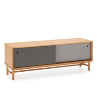 TV-ELEMENT Magnus 2 Schiebetüren Grau - Wildeiche, Holz (140/50/40cm) - VS Venta-stock