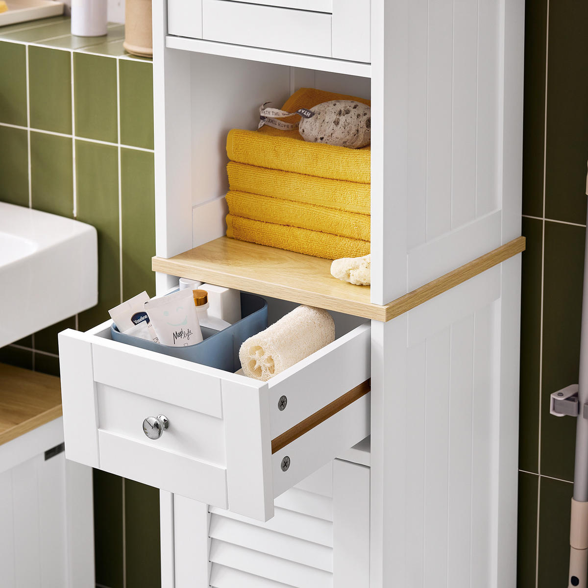 HOCHSCHRANK Weiß - Weiß, Holzwerkstoff (32/170/30cm) - SoBuy