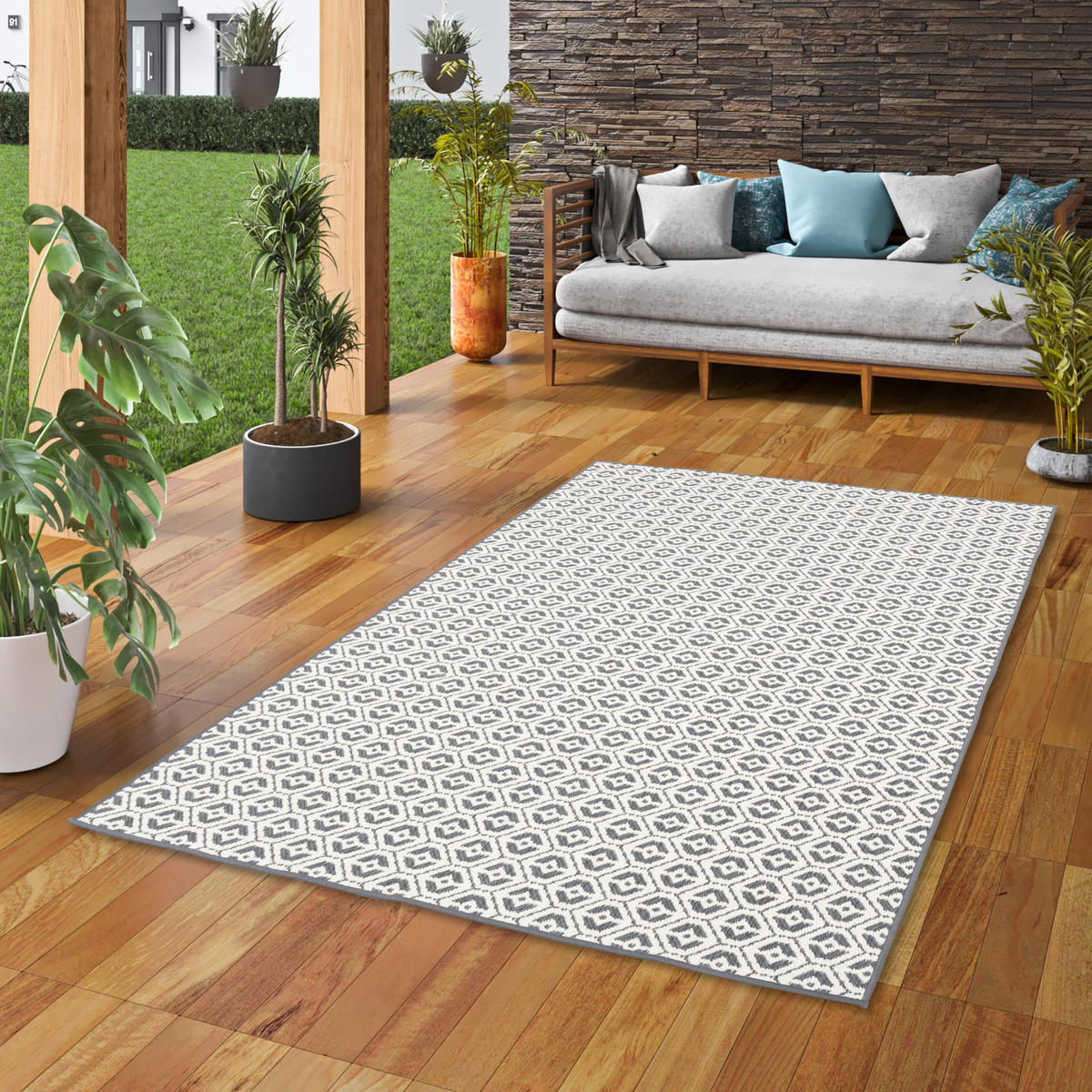 IN- UND OUTDOOR TEPPICH BEIDSEITIG CAPE COD - Grau, Textil (80/400cm) - Pergamon